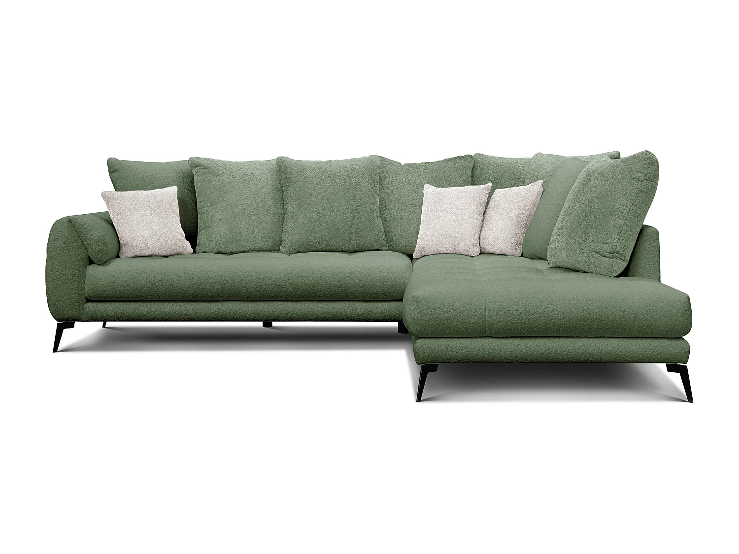 Canapé d'angle 5 places CALME, tissu olive