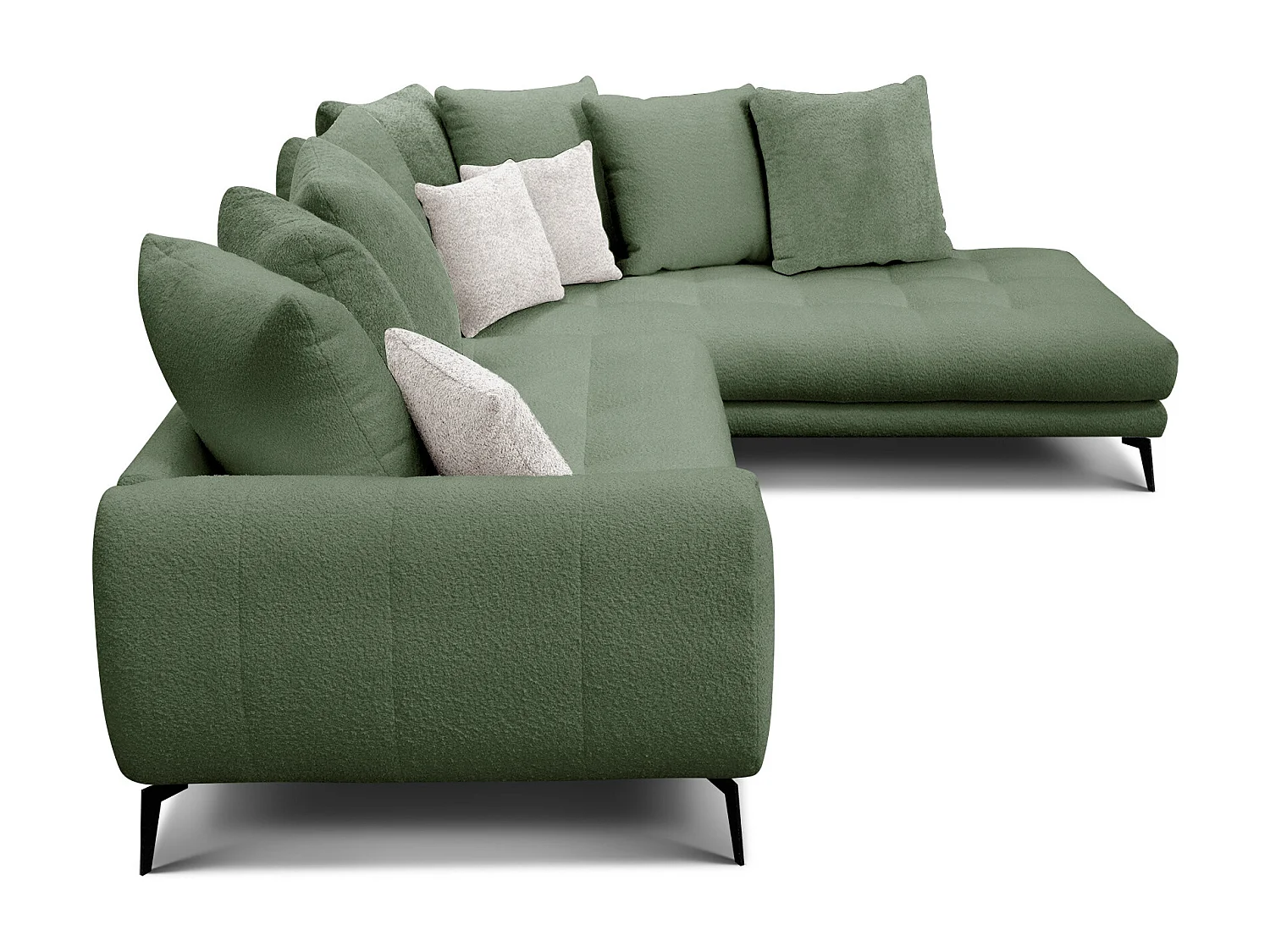 Canapé d'angle 5 places CALME, tissu olive