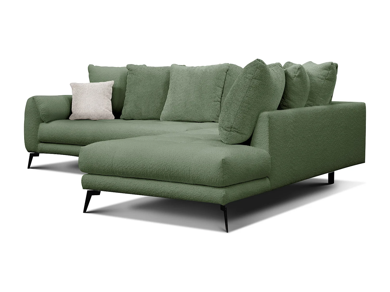 Canapé d'angle 5 places CALME, tissu olive