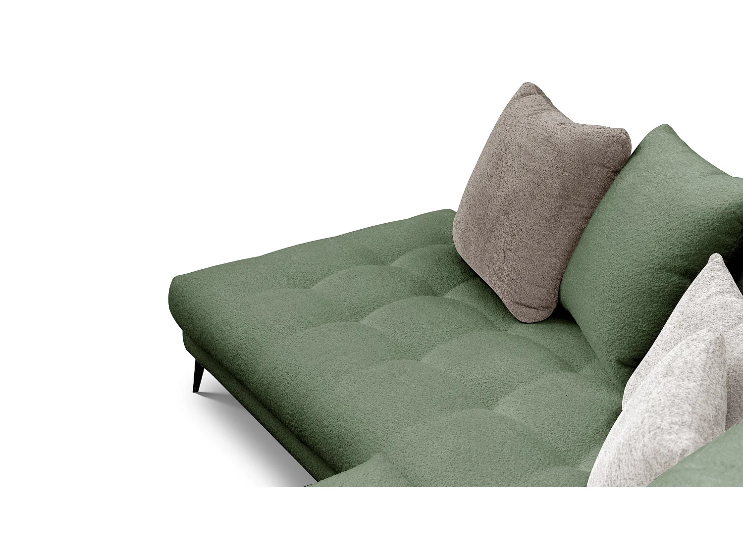 Canapé d'angle 5 places CALME, tissu olive et beige