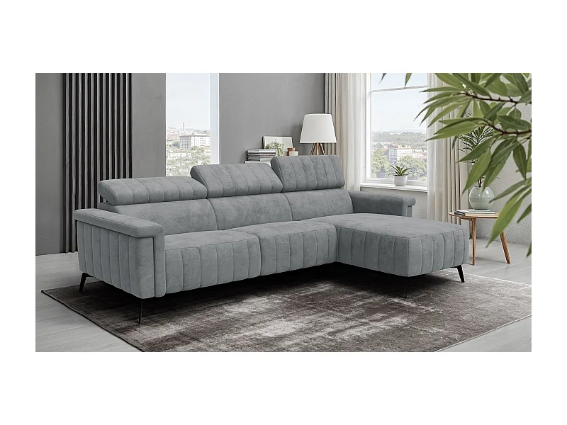Canapé d'angle 4 places NORDEL, tissu gris