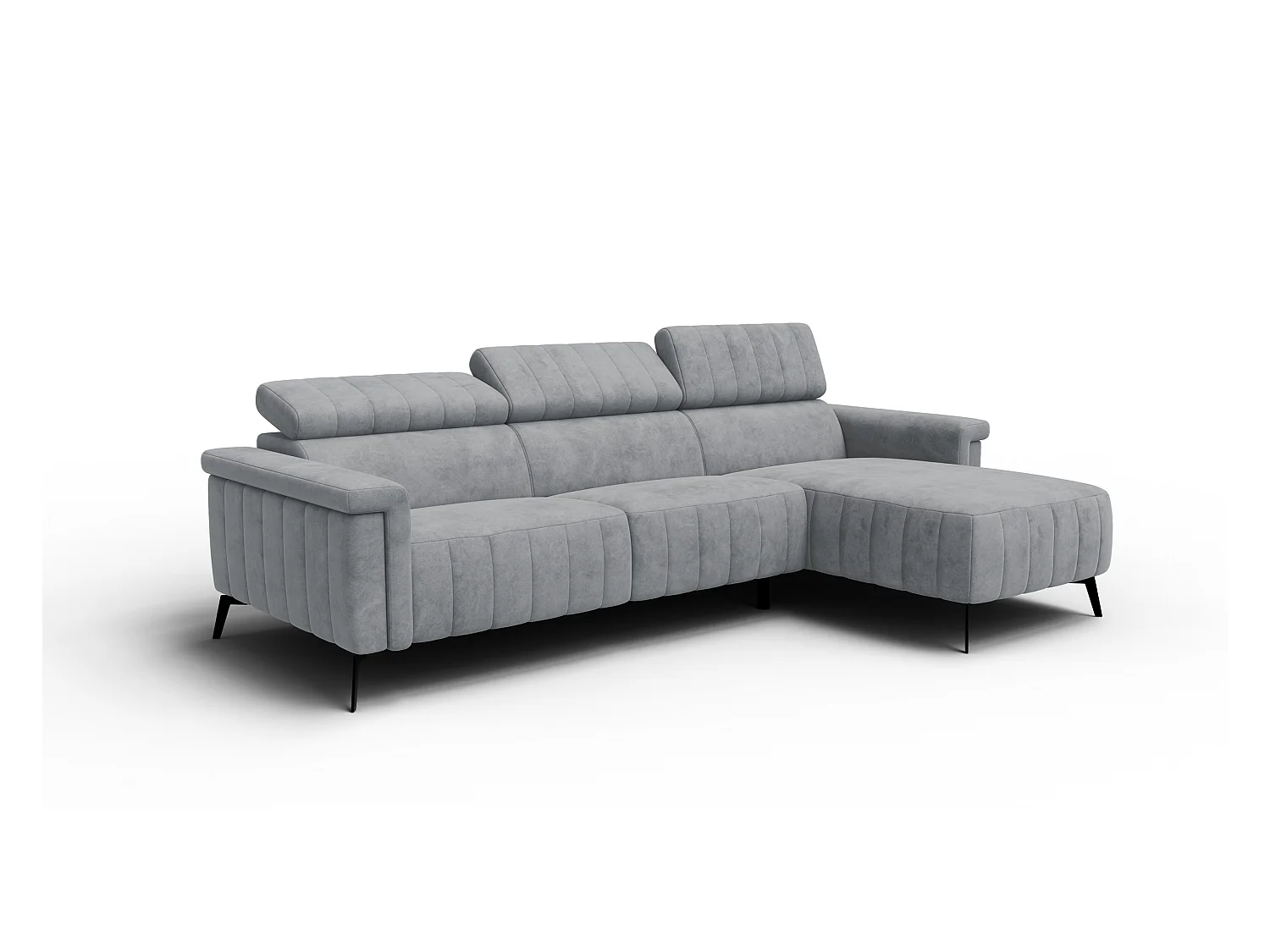 Canapé d'angle 4 places NORDEL, tissu gris