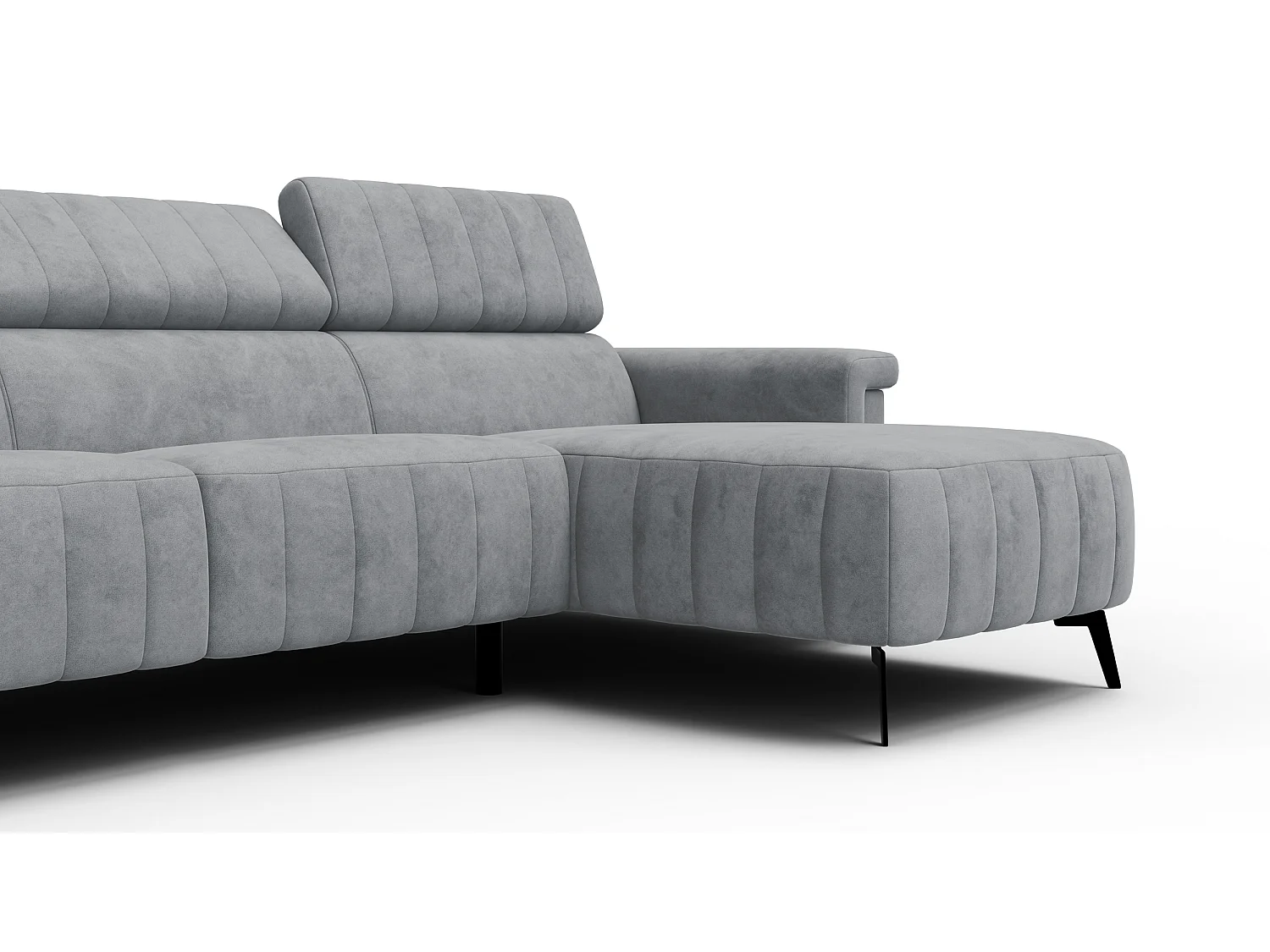 Canapé d'angle 4 places NORDEL, tissu gris