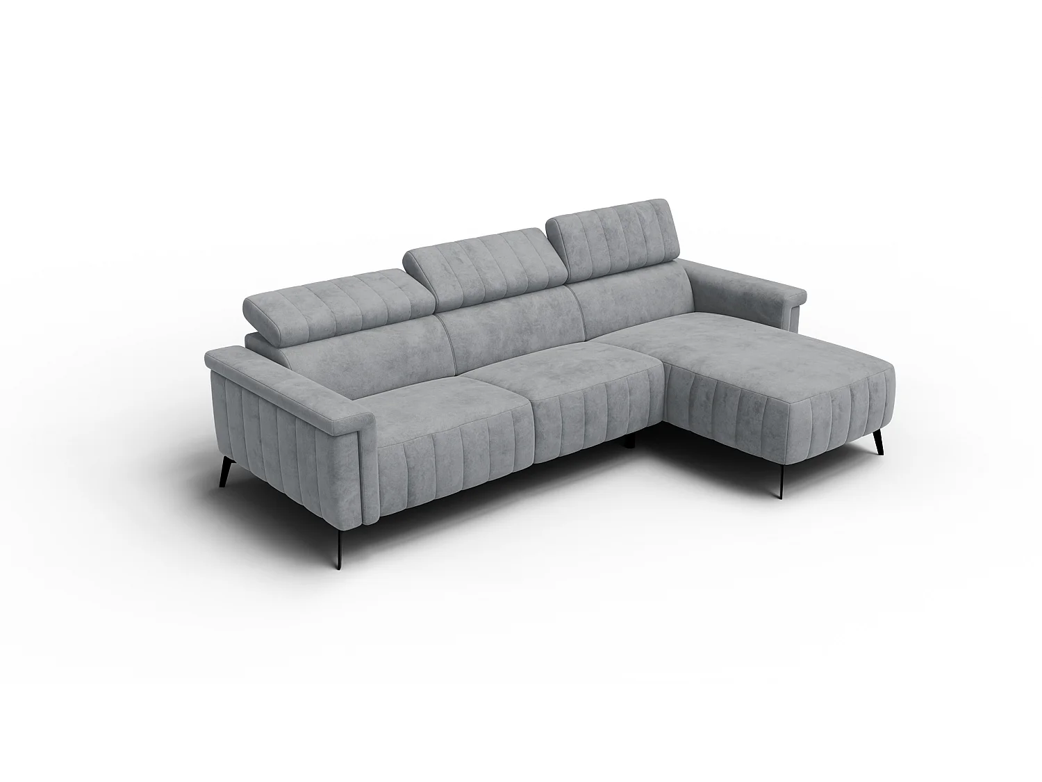 Canapé d'angle 4 places NORDEL, tissu gris