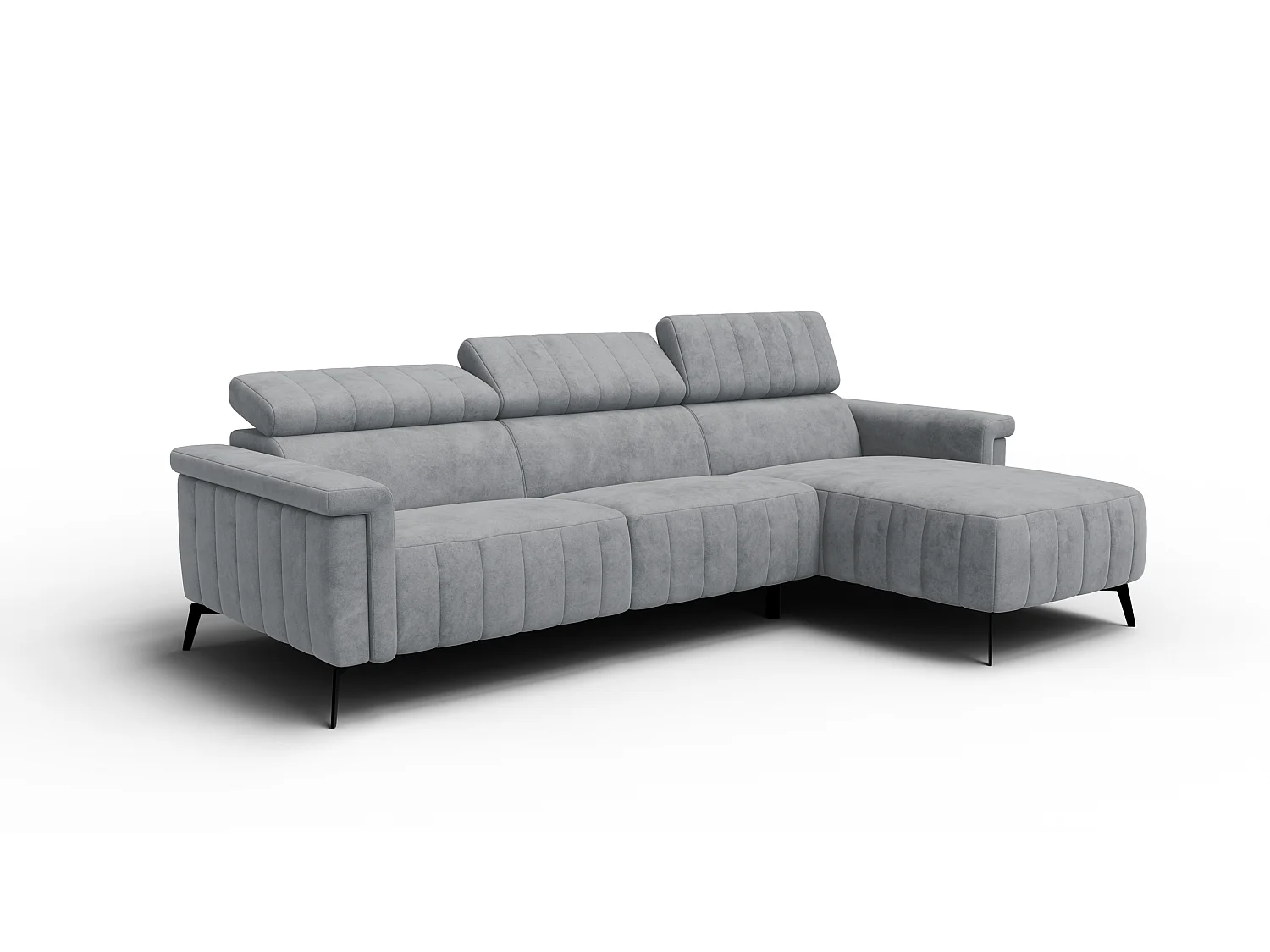 Canapé d'angle 4 places NORDEL, tissu gris