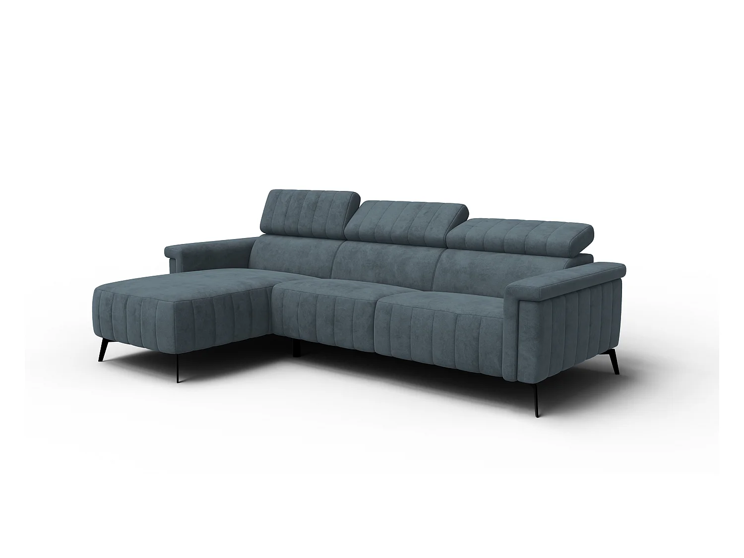 Canapé d'angle 4 places NORDEL, tissu bleu gris