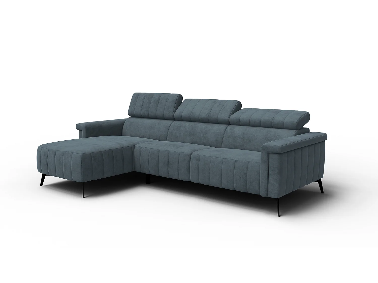 Canapé d'angle 4 places NORDEL, tissu bleu gris