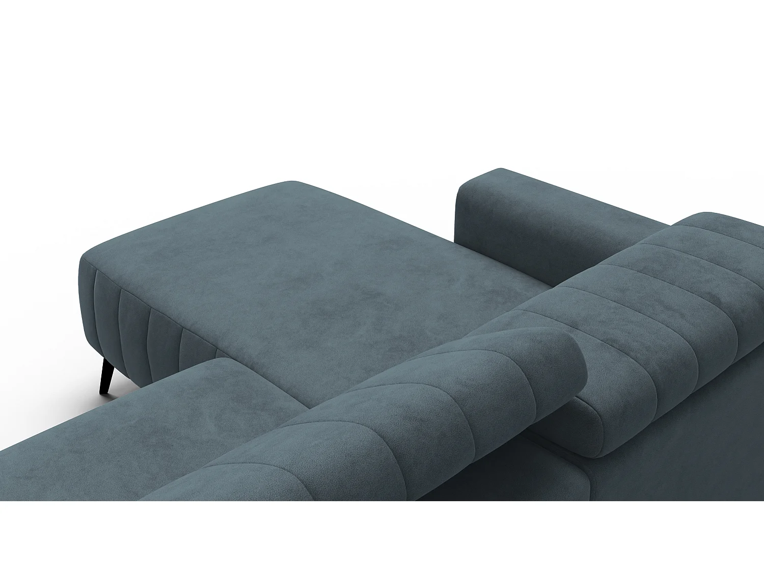 Canapé d'angle 4 places NORDEL, tissu bleu gris