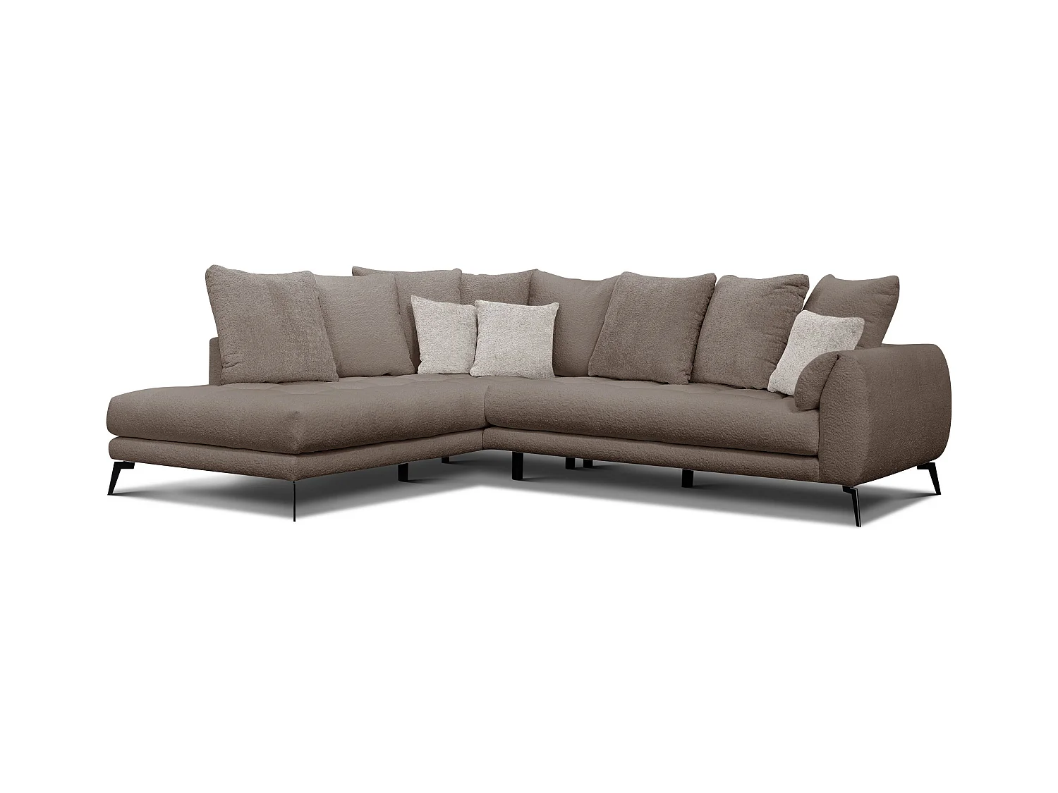 Canapé d'angle 5 places CALME, tissu beige