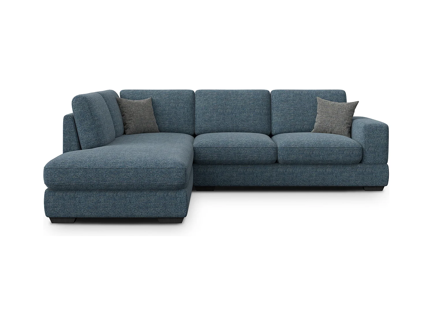 Canapé d'angle gauche 5 places OTTO, tissu bleu marine