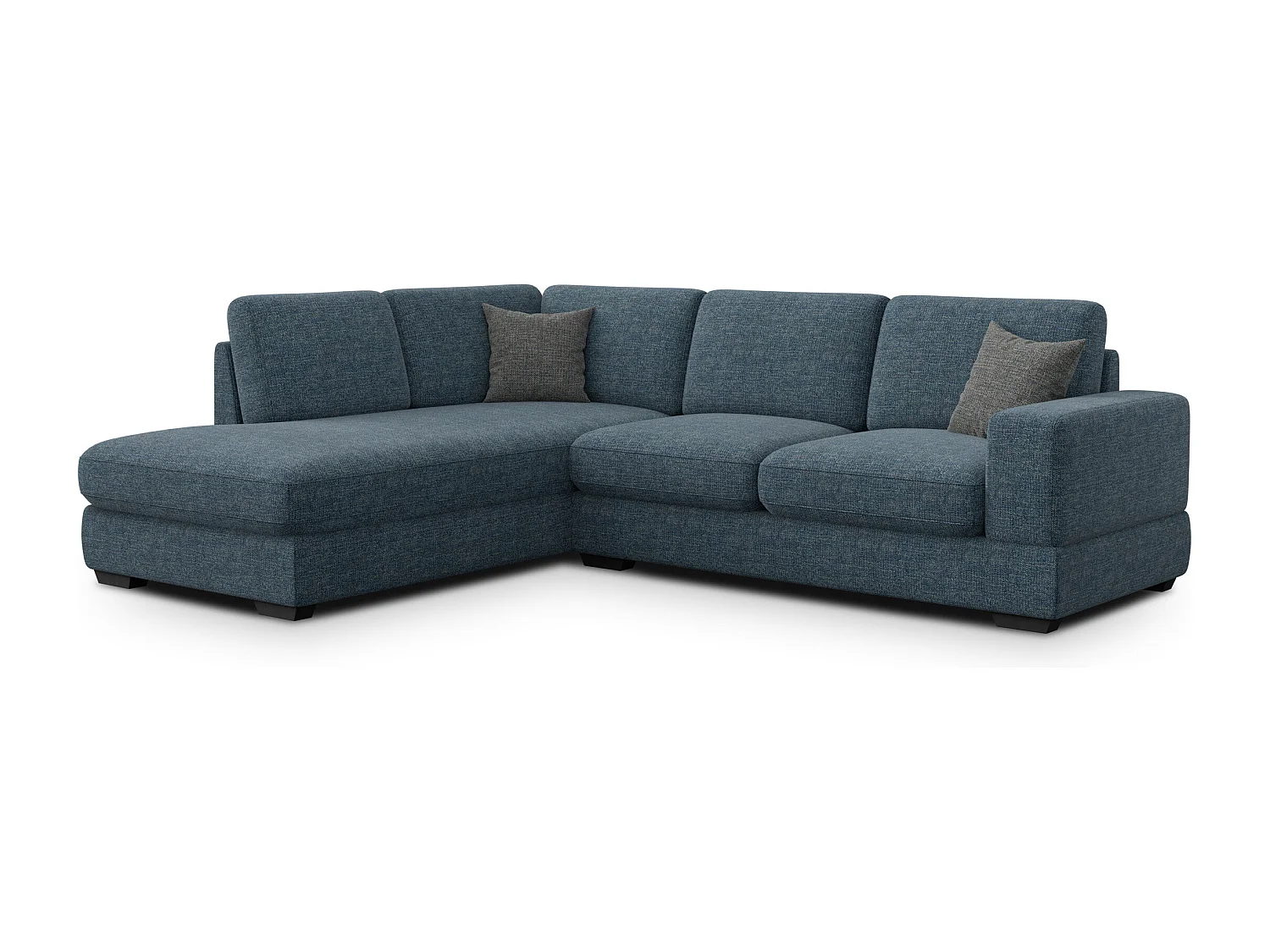 Canapé d'angle gauche 5 places OTTO, tissu bleu marine