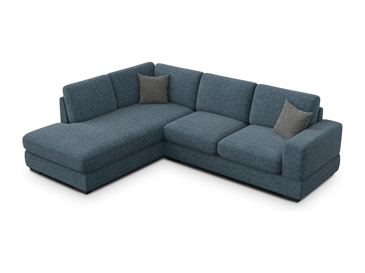 Canapé d'angle gauche 5 places OTTO, tissu bleu marine