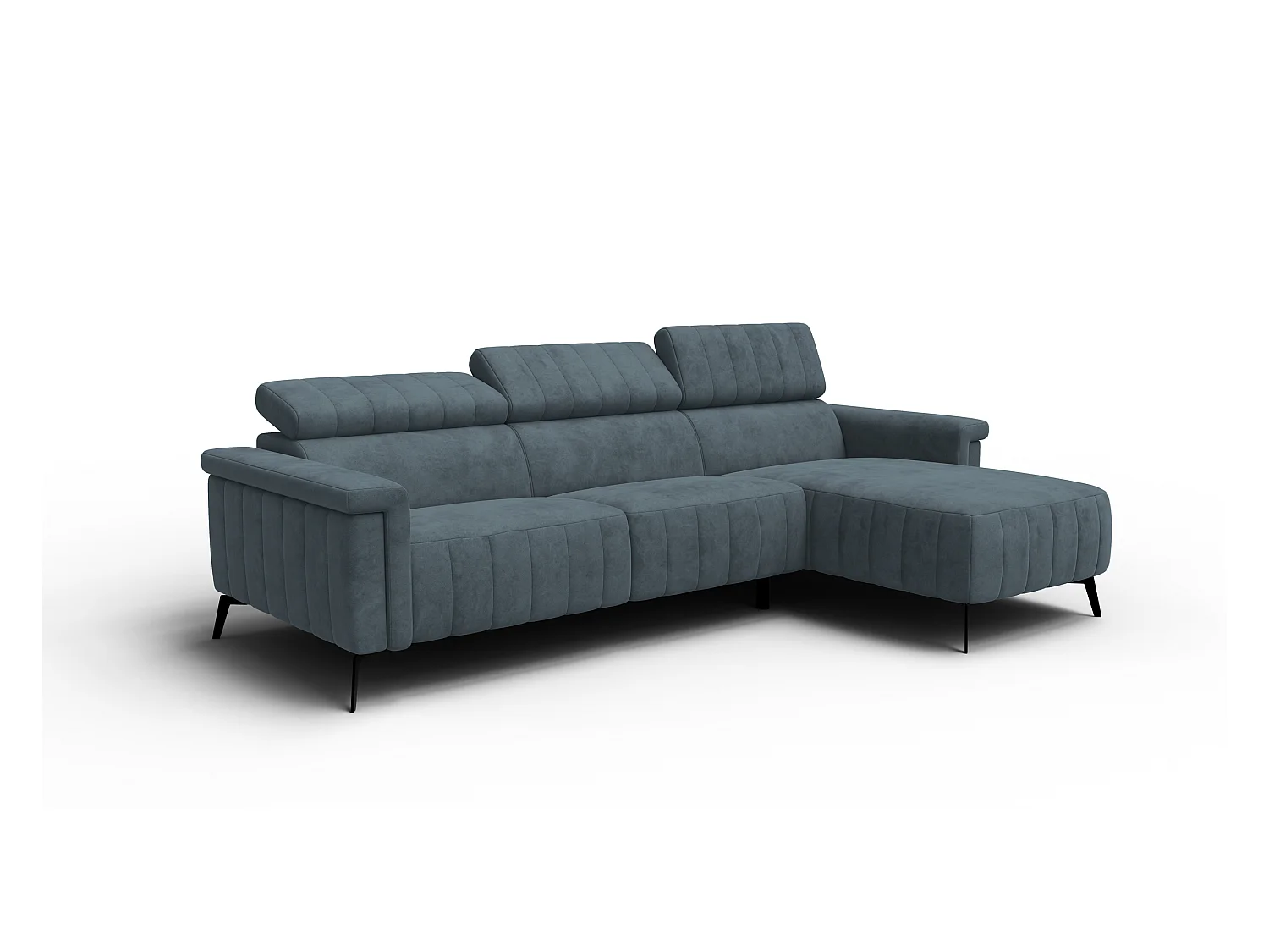 Canapé d'angle 4 places NORDEL, tissu bleu gris