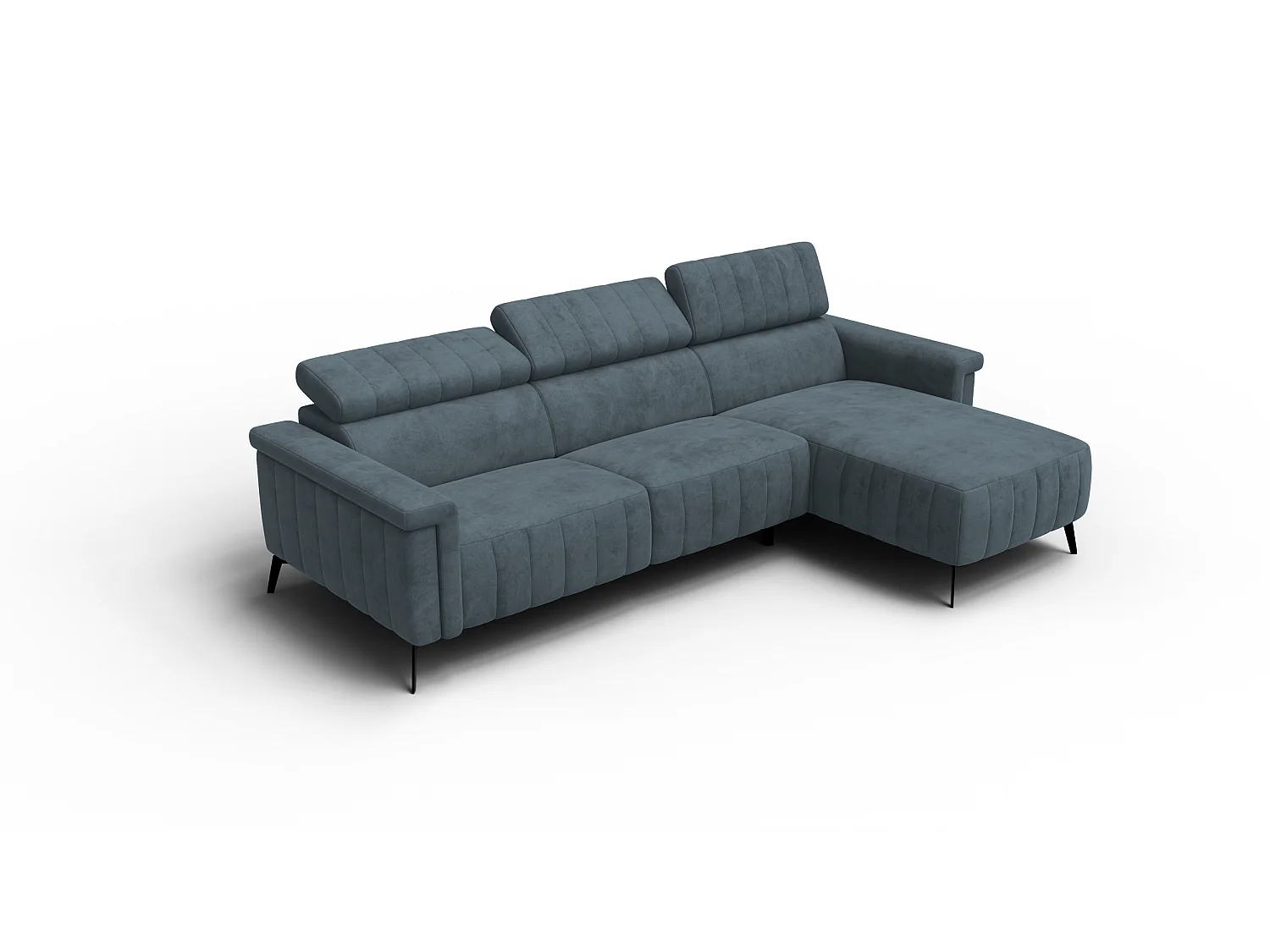 Canapé d'angle 4 places NORDEL, tissu bleu gris