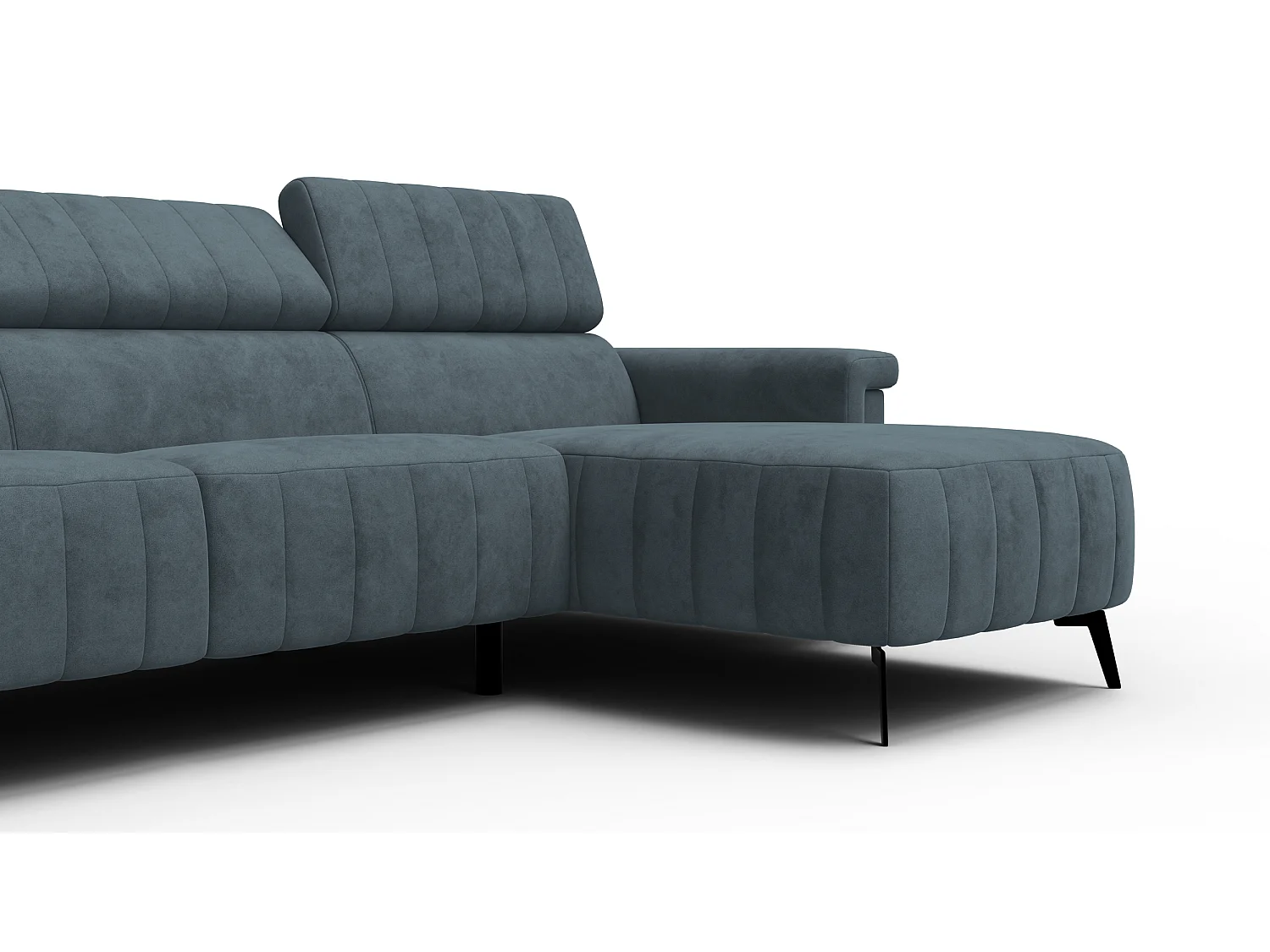 Canapé d'angle 4 places NORDEL, tissu bleu gris