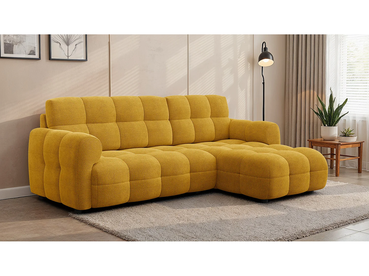 Ecksofa 3-Sitzer rechts MELLOW, safran
