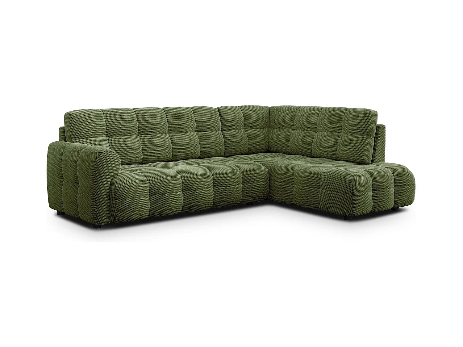 CANAPÉ D'ANGLE MELLOW 5 places, tissu vert