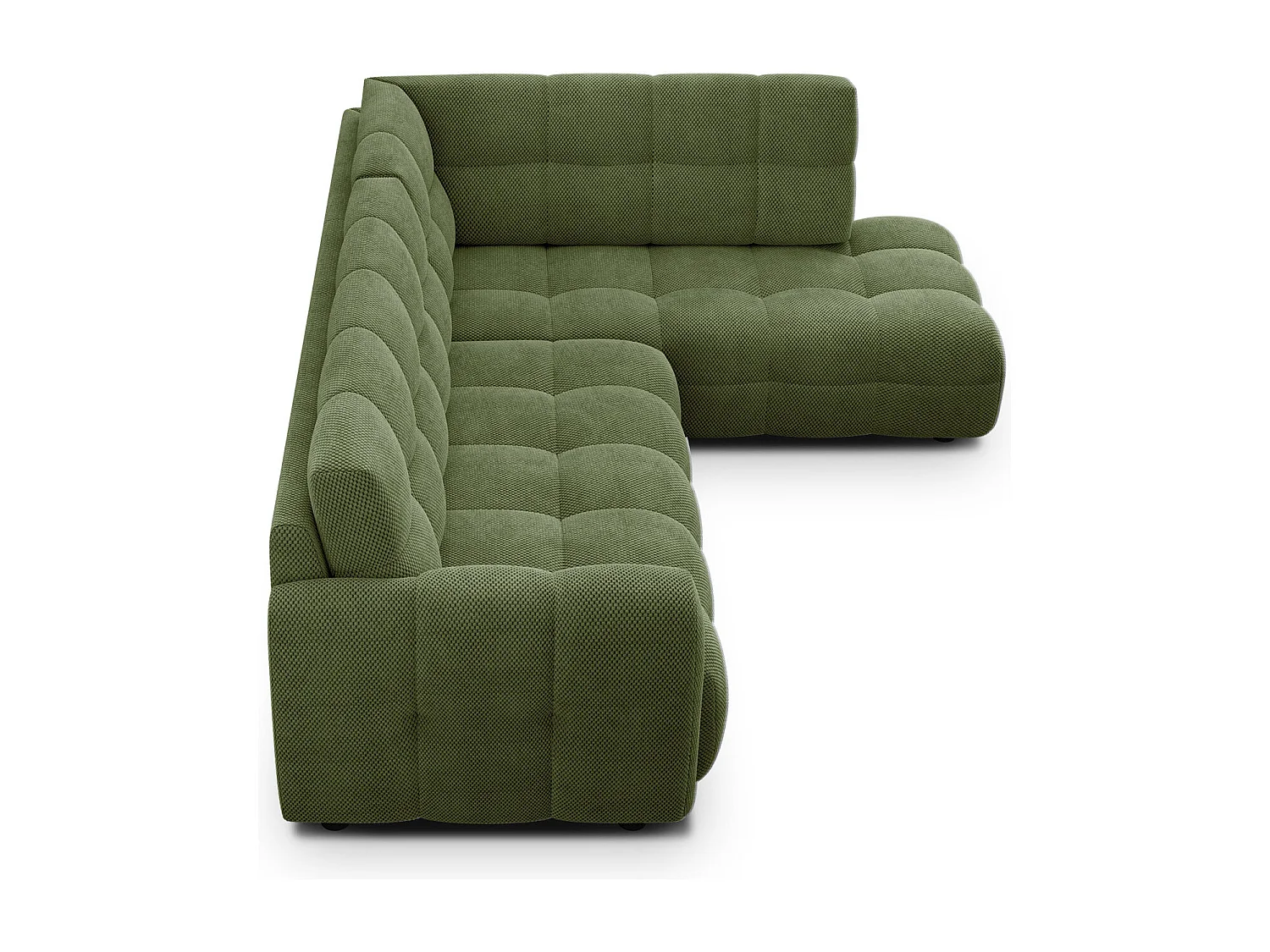 CANAPÉ D'ANGLE MELLOW 5 places, tissu vert