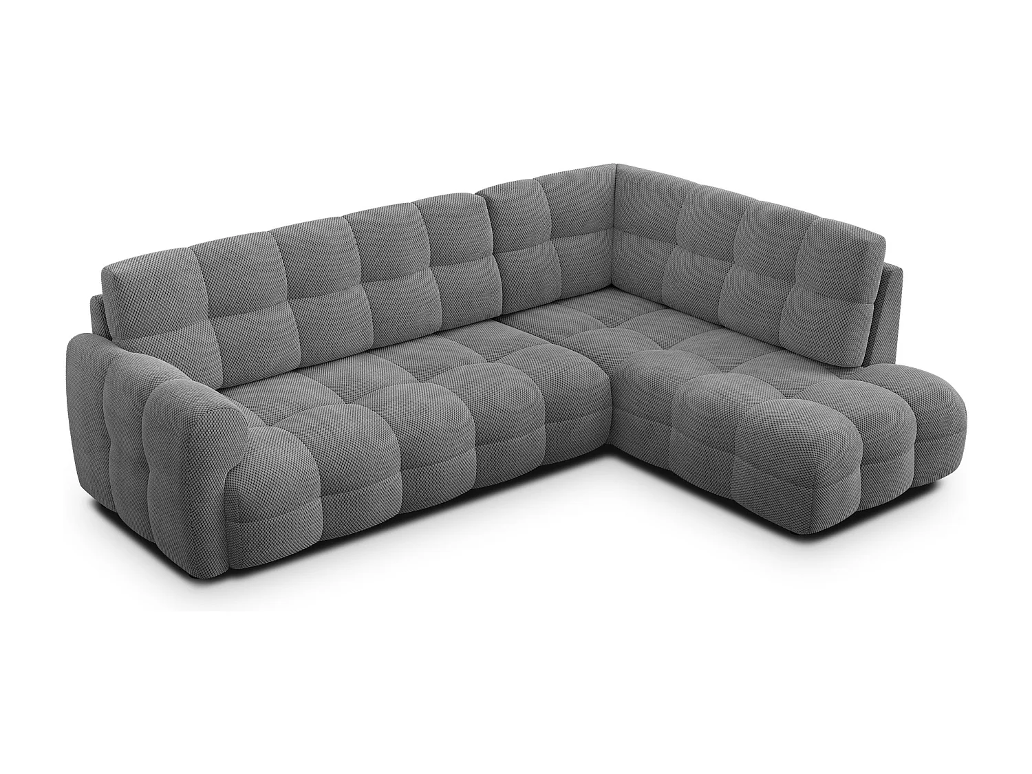 CANAPÉ D'ANGLE MELLOW 5 places, tissu gris