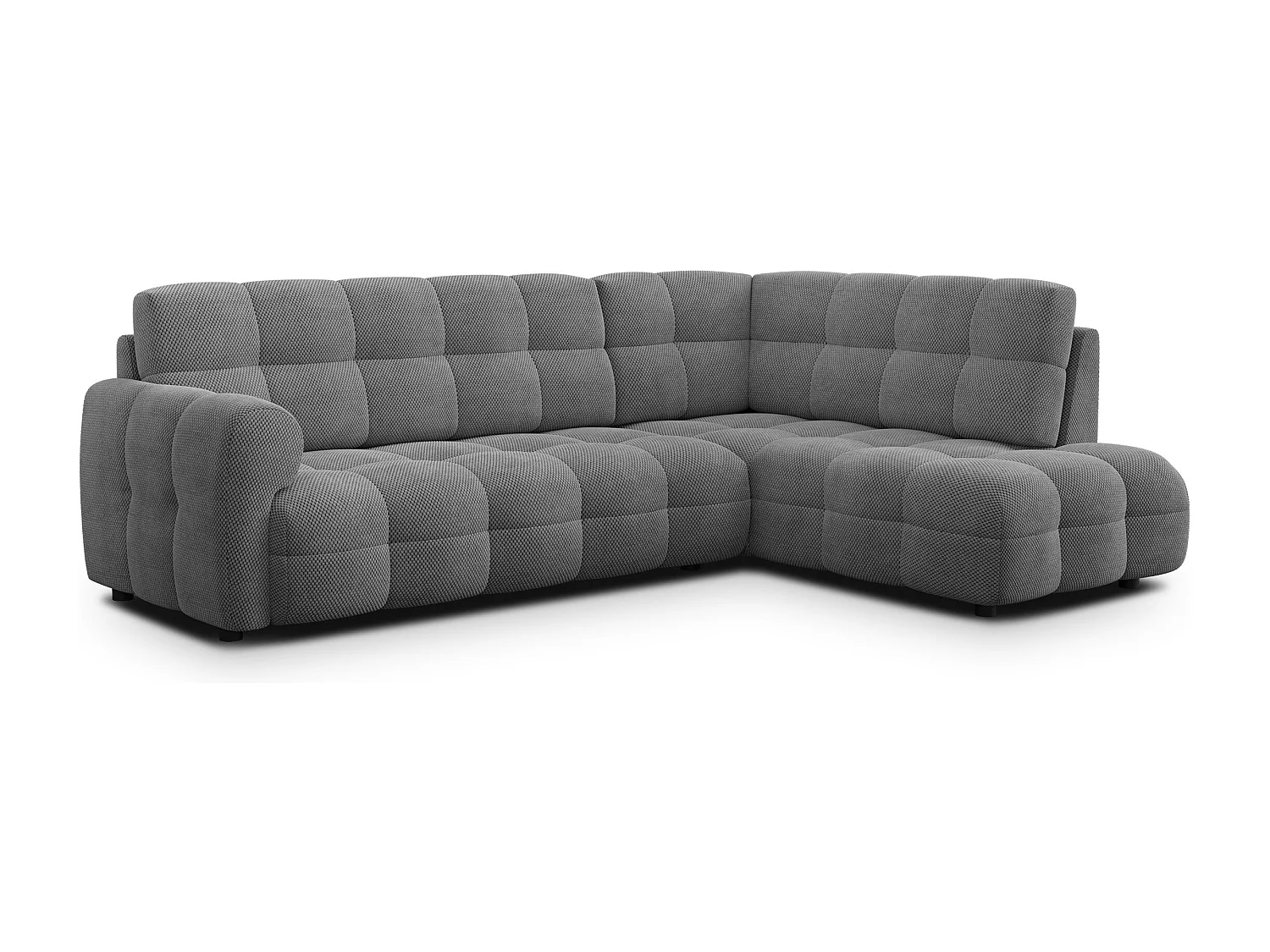 CANAPÉ D'ANGLE MELLOW 5 places, tissu gris