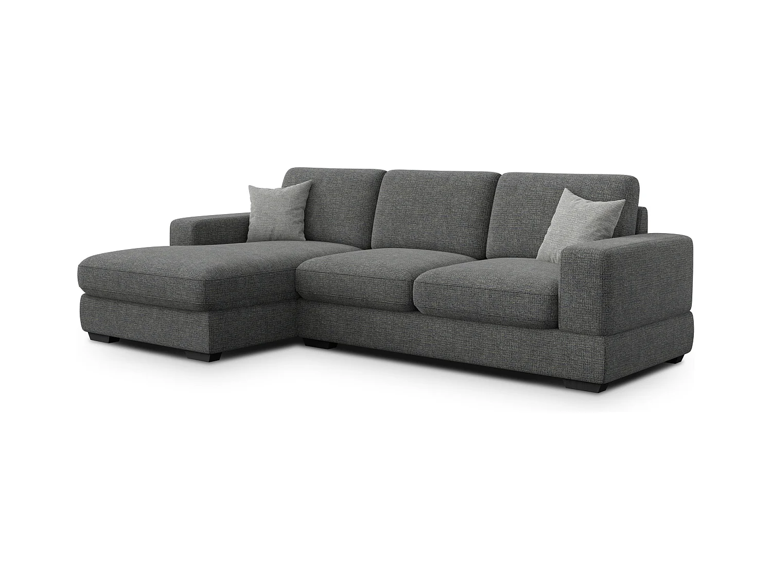 Canapé d'angle gauche 4 places OTTO, tissu anthracite