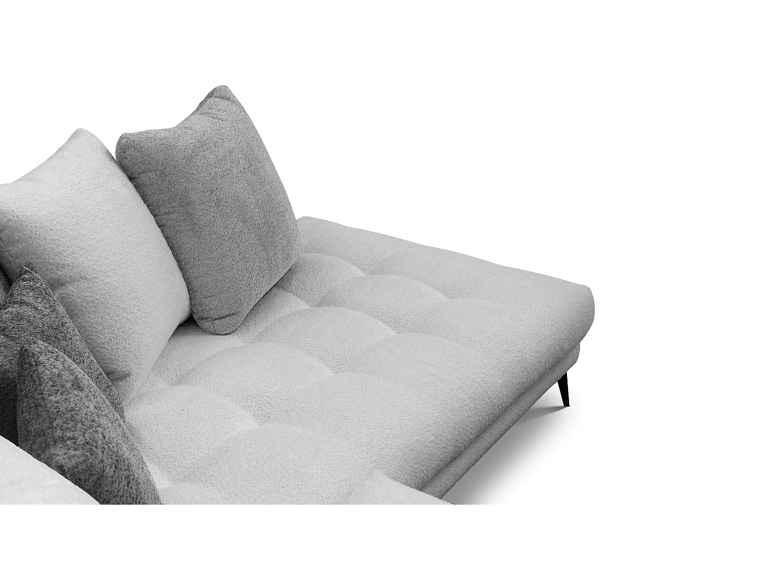 Canapé d'angle 5 places CALME, tissu gris clair et gris foncé