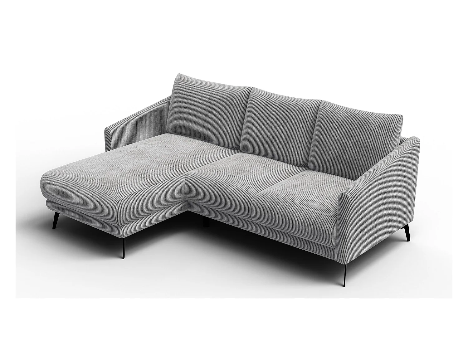 Canapé d'angle gauche 3 places VILT, tissu gris clair