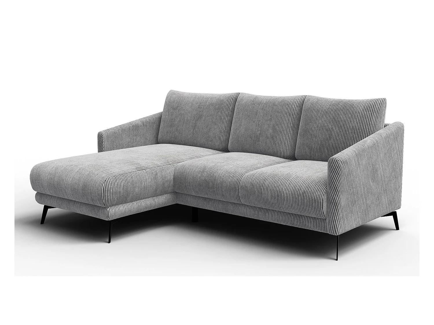 Canapé d'angle gauche 3 places VILT, tissu gris clair