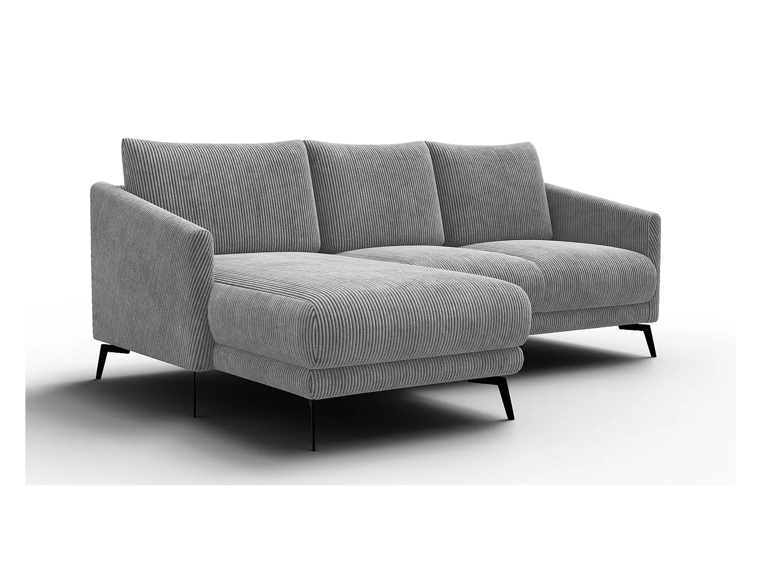 Canapé d'angle gauche 3 places VILT, tissu gris clair