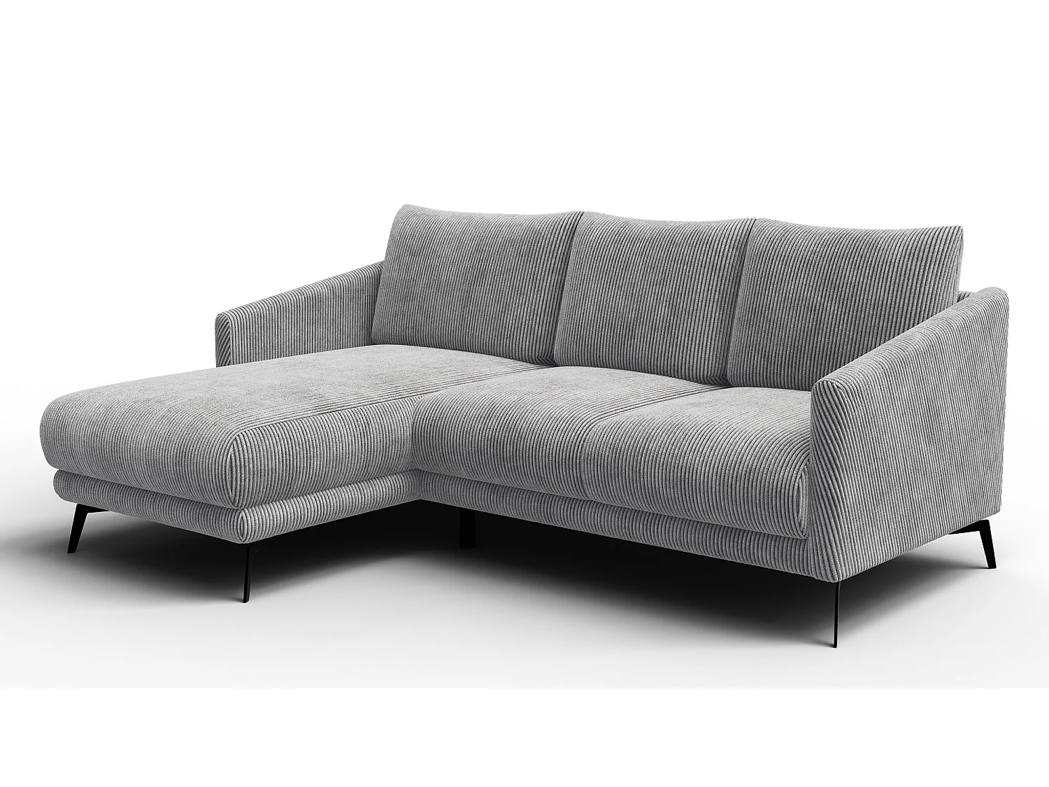 Canapé d'angle gauche 3 places VILT, tissu gris clair