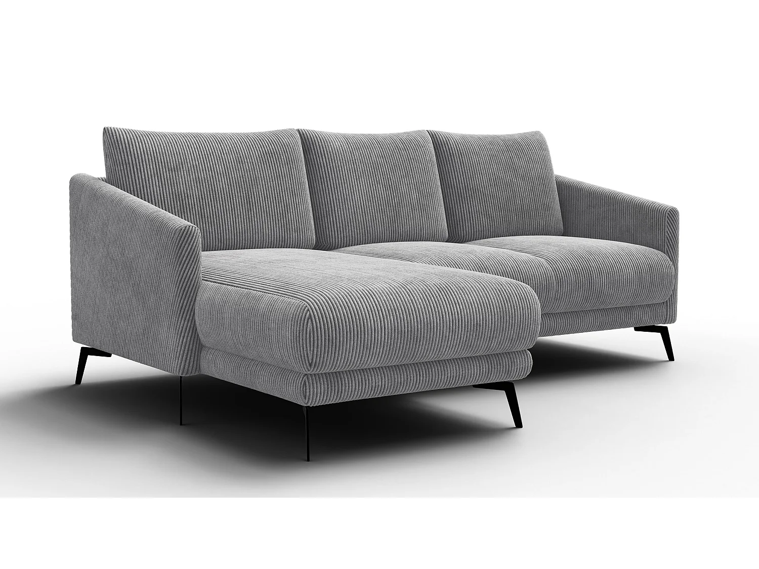 Canapé d'angle gauche 3 places VILT, tissu gris clair