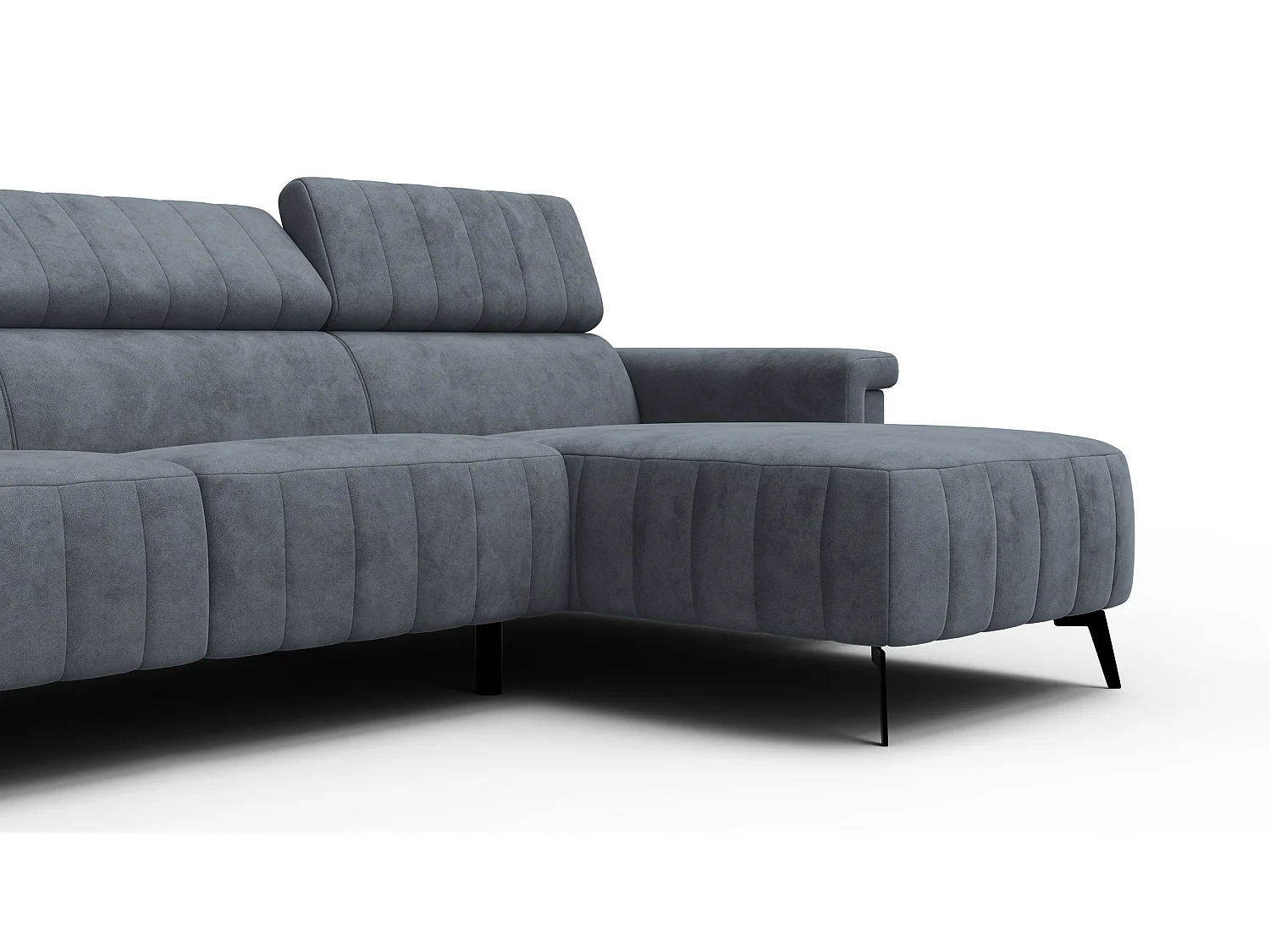 Canapé d'angle 4 places NORDEL, tissu gris foncé