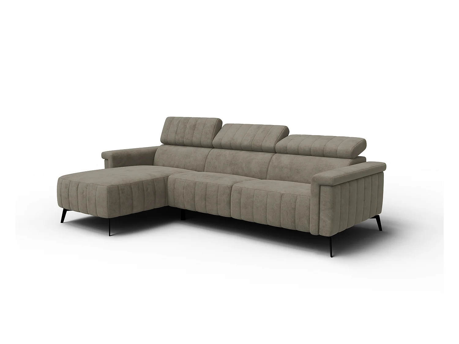 Canapé d'angle 4 places NORDEL, tissu beige foncé