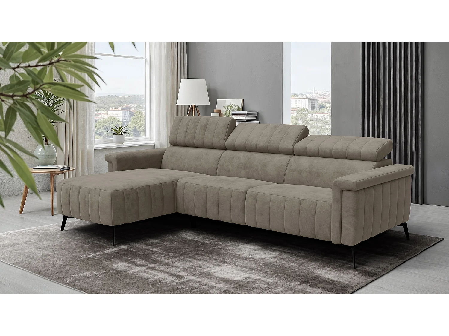 Ecksofa 4-Sitzer NORDEL, dunkles beige