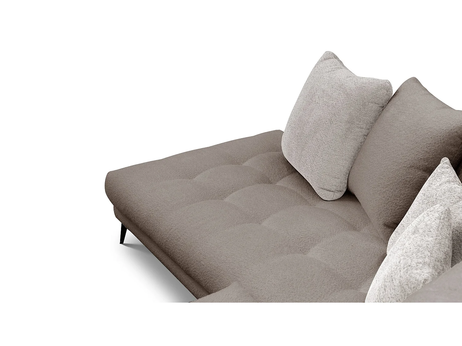 Canapé d'angle 5 places CALME, tissu beige et écru