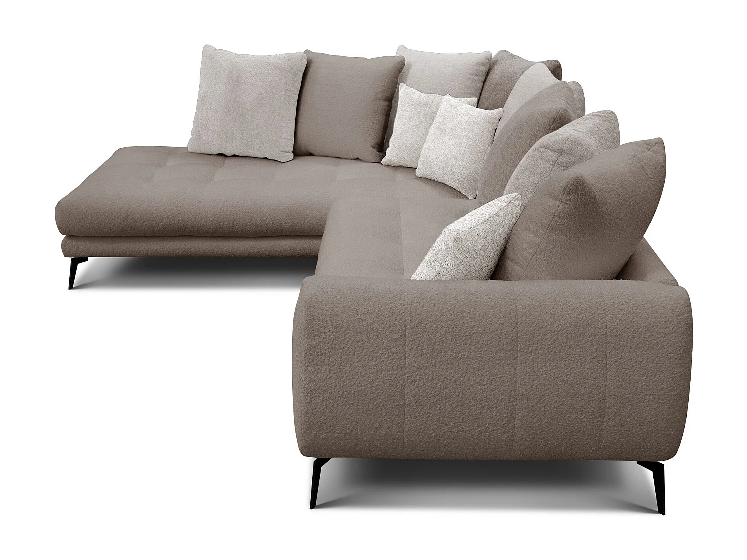 Canapé d'angle 5 places CALME, tissu beige et écru