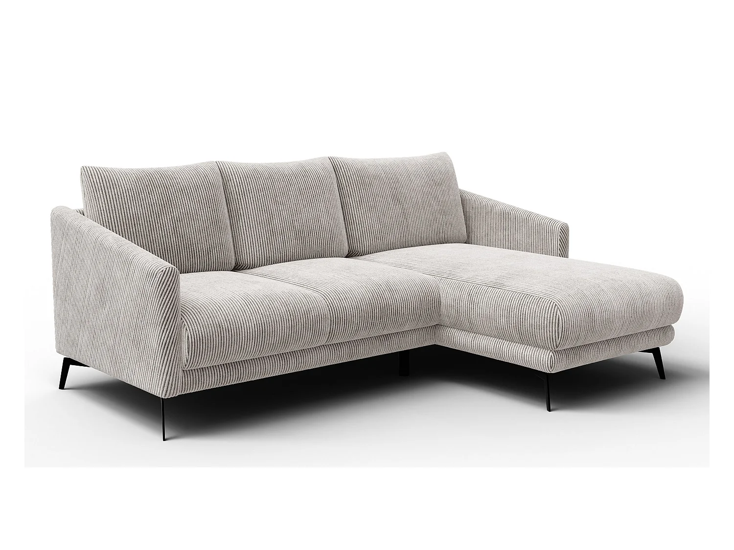 Canapé d'angle droit 3 places VILT, tissu blanc