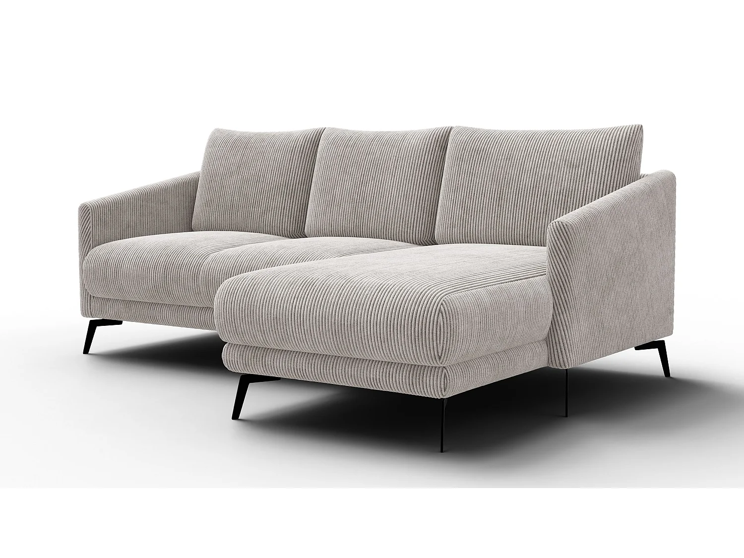 Canapé d'angle droit 3 places VILT, tissu blanc