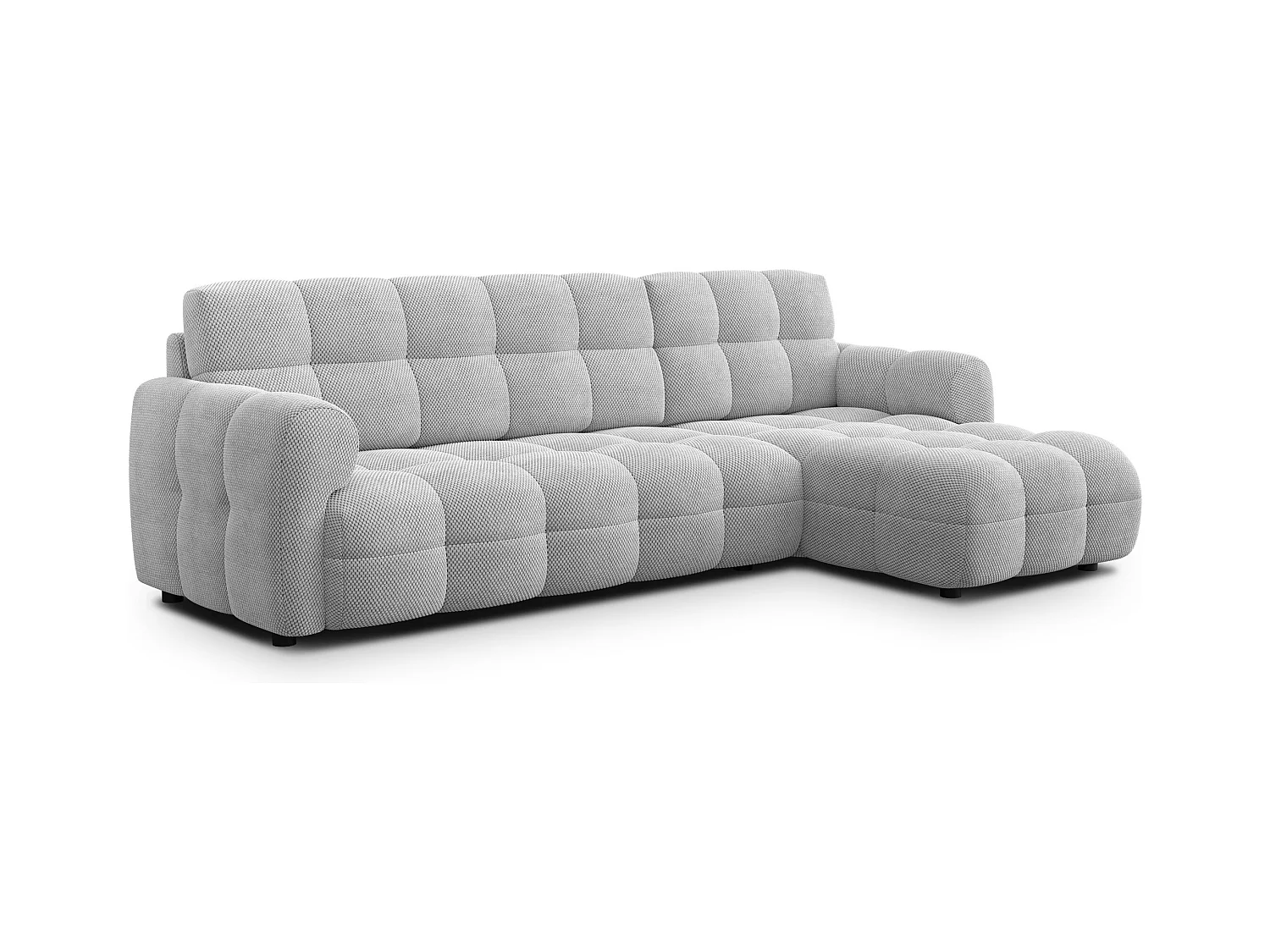 CANAPÉ D'ANGLE MELLOW 4 places, tissu gris clair