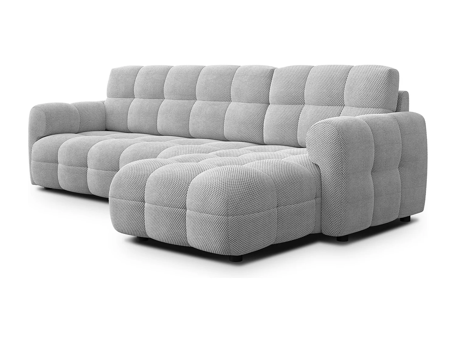 CANAPÉ D'ANGLE MELLOW 4 places, tissu gris clair