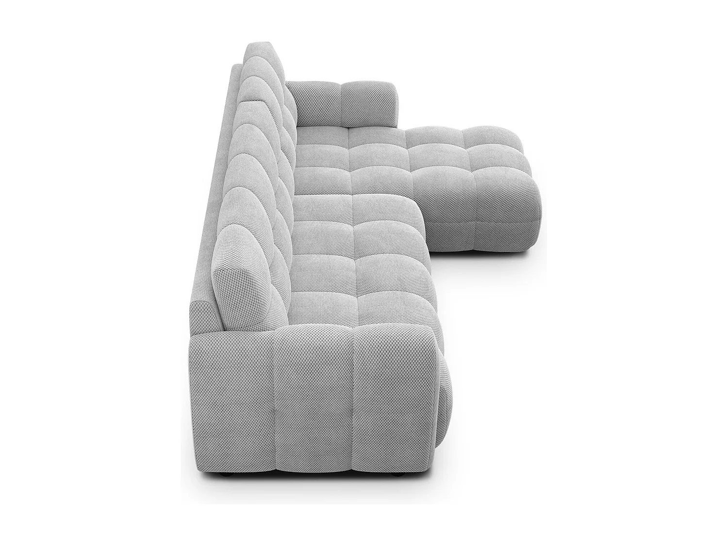 CANAPÉ D'ANGLE MELLOW 4 places, tissu gris clair