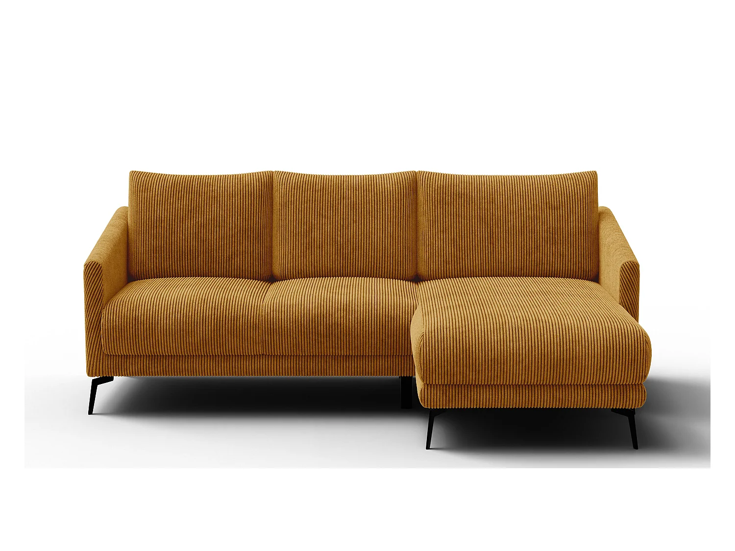 Canapé d'angle droit 3 places VILT, tissu jaune foncé