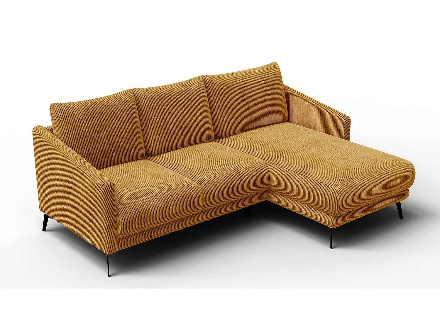 Canapé d'angle droit 3 places VILT, tissu jaune foncé