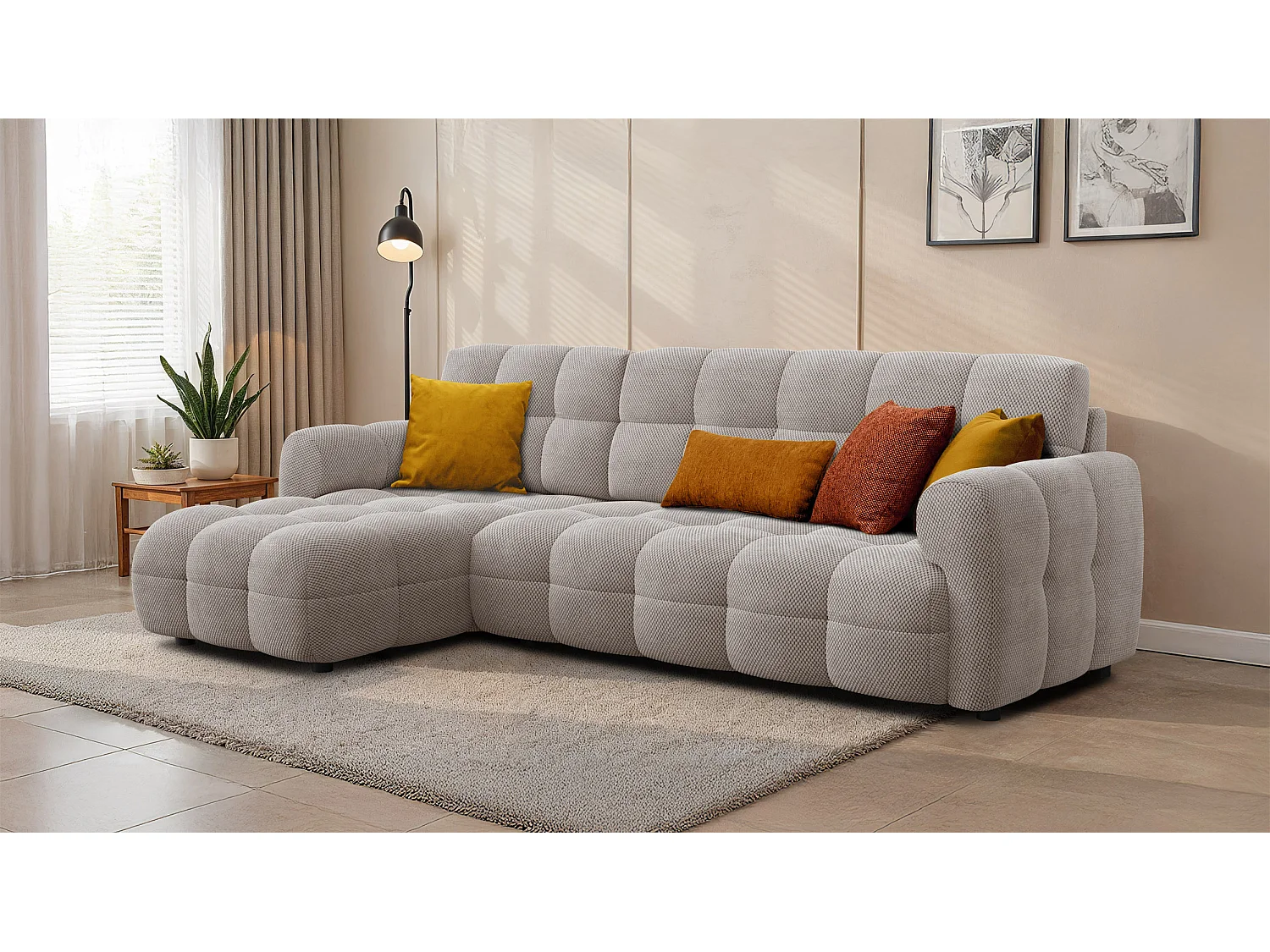 Ecksofa 4-Sitzer links MELLOW, beige