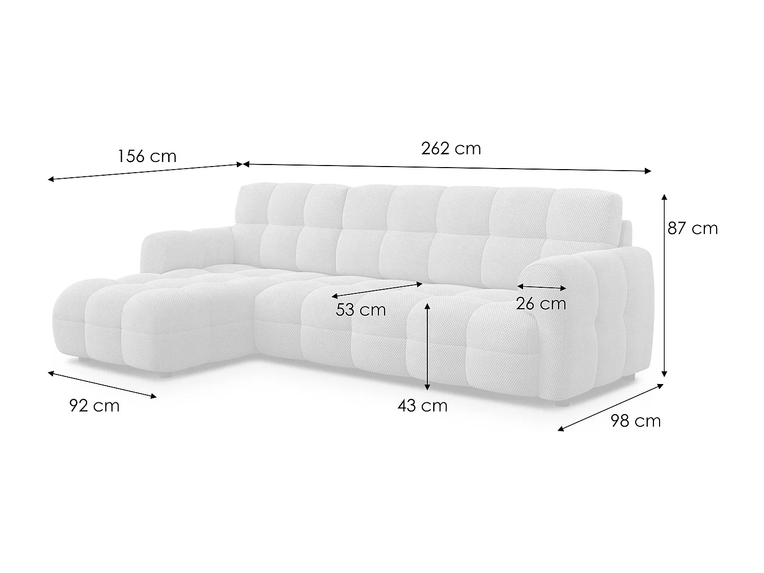 Ecksofa 4-Sitzer links MELLOW, beige