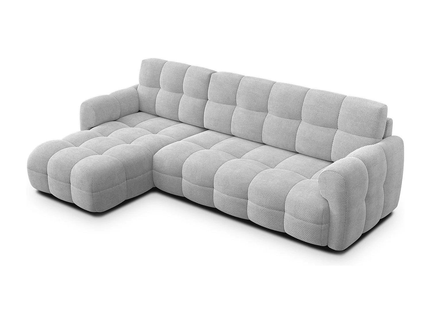 CANAPÉ D'ANGLE MELLOW 4 places, tissu gris clair