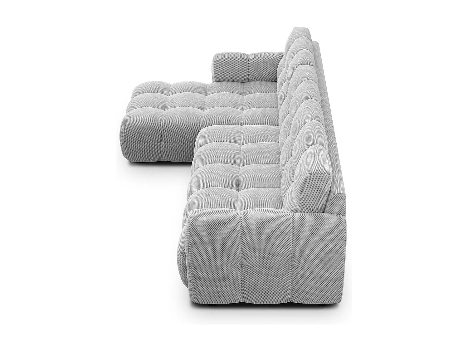 CANAPÉ D'ANGLE MELLOW 4 places, tissu gris clair