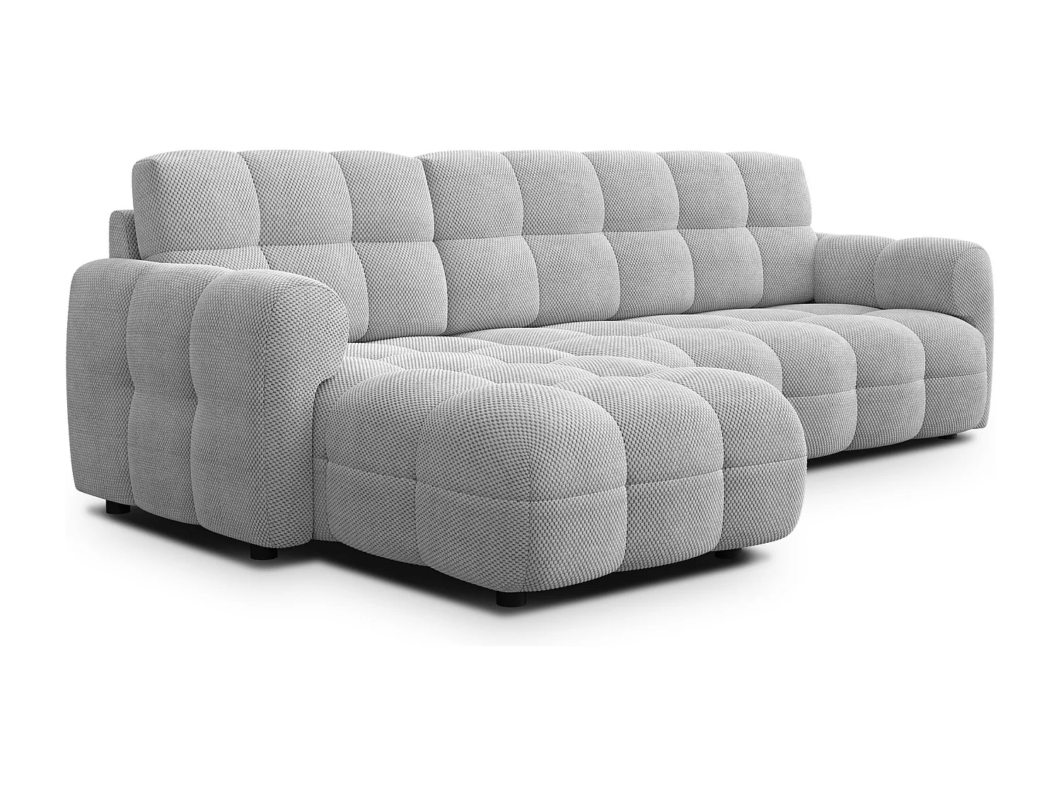 Ecksofa 4-Sitzer links MELLOW, hellgrau