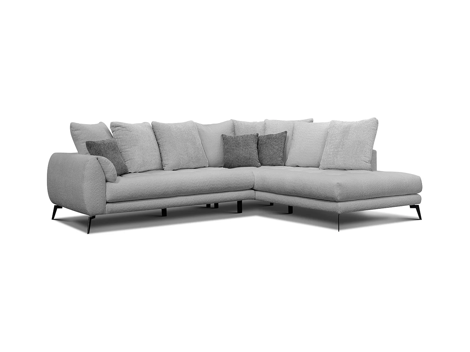Canapé d'angle 5 places CALME, tissu gris clair