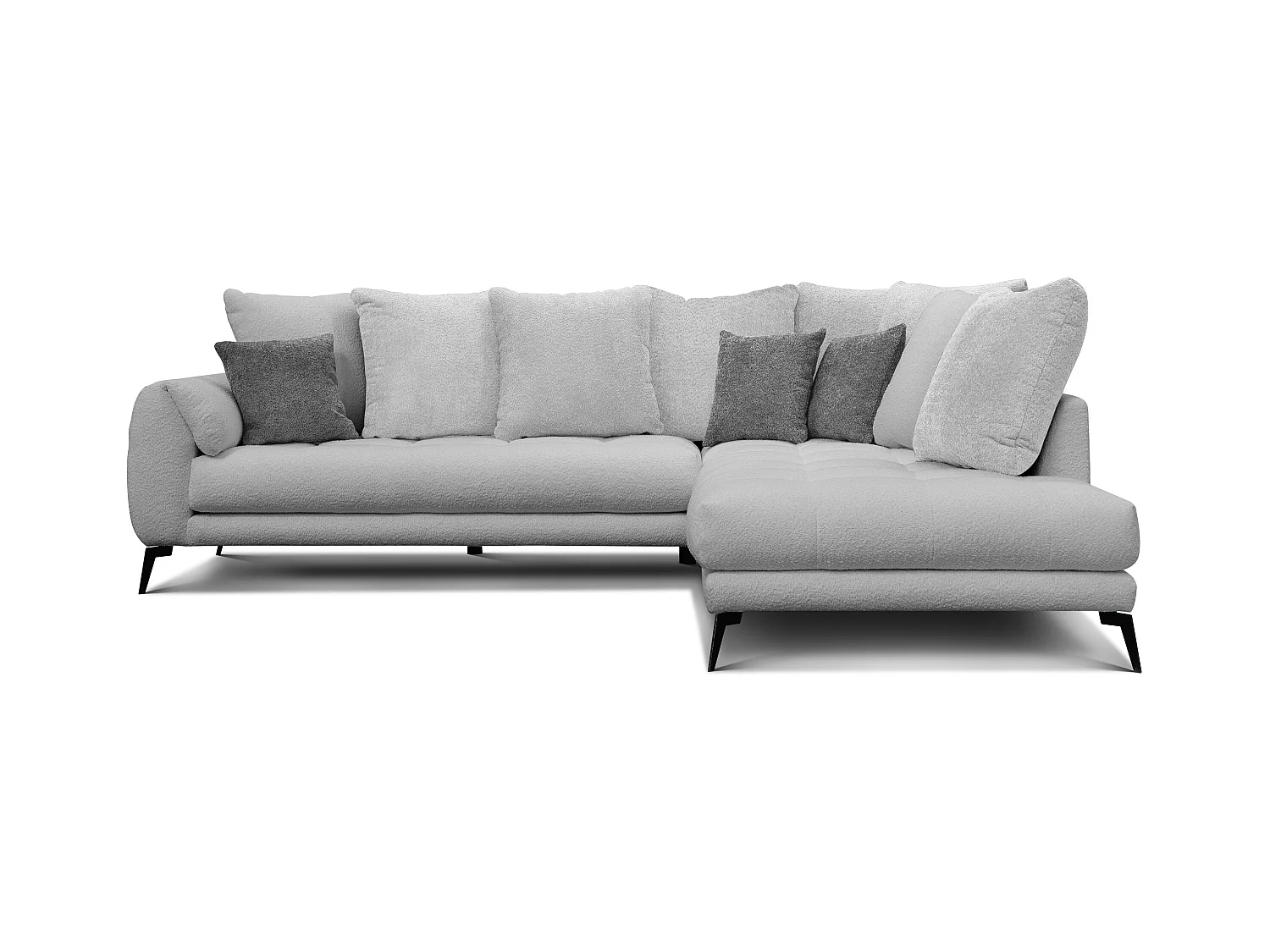 Canapé d'angle 5 places CALME, tissu gris clair